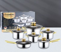 6pcs golden handle cookware set heavy