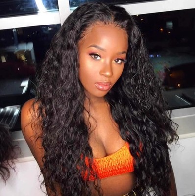 semi human hair wig lace frontal water wave