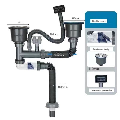 KITCHEN SINK DRAINAGE DOUBLE BOWL