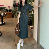 chic slim fit polo denim dress