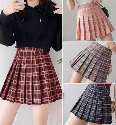 girls JK skirt  pleated plaid fabric