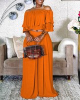 loose waist reffled hem 2pcs set