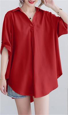 ladies mid-length chiffon shirt