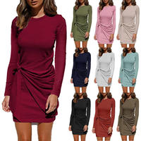 leisure long sleeve dress tied